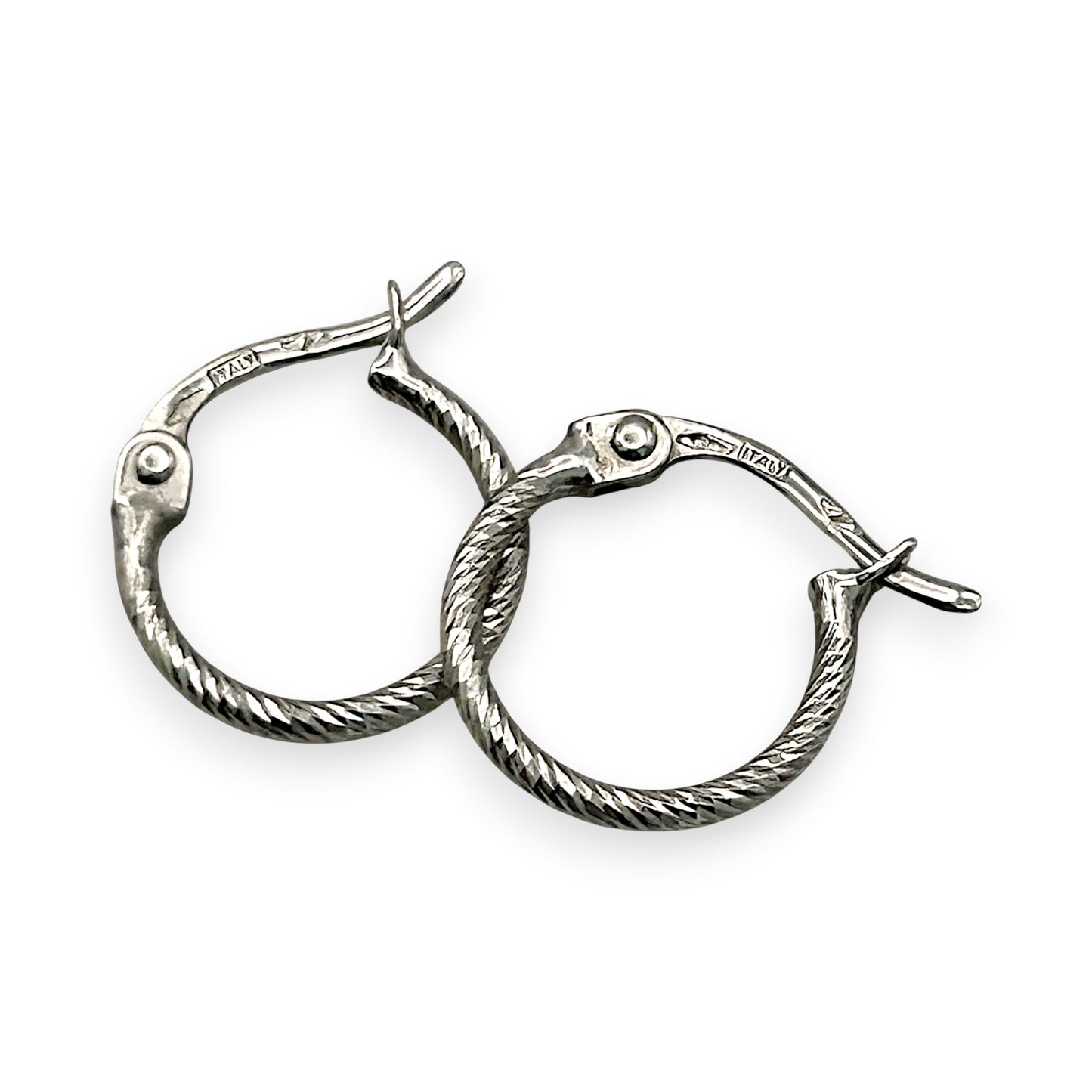 NZGD | 18ct White Gold Frostline Textured Hoop Earrings 13.4mm