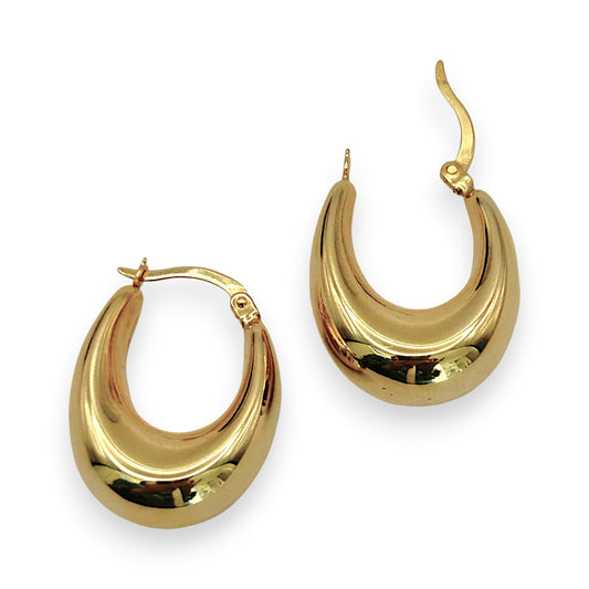 NZGD | 18ct Gold Auric Oval Luxe Hoop Earrings 24.6mm x 18.5mm