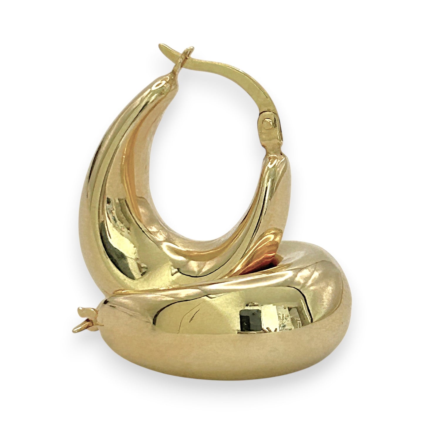 NZGD | 18ct Gold Auric Oval Luxe Hoop Earrings 24.6mm x 18.5mm