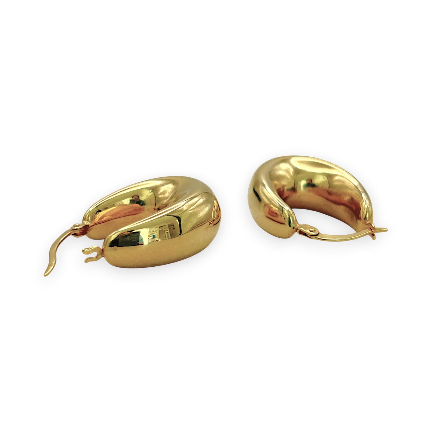 NZGD | 18ct Gold Auric Oval Luxe Hoop Earrings 24.6mm x 18.5mm