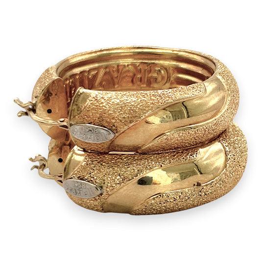 NZGD | 18ct Gold Earrings Graziella Heritage Texture Hoops 32.8mm