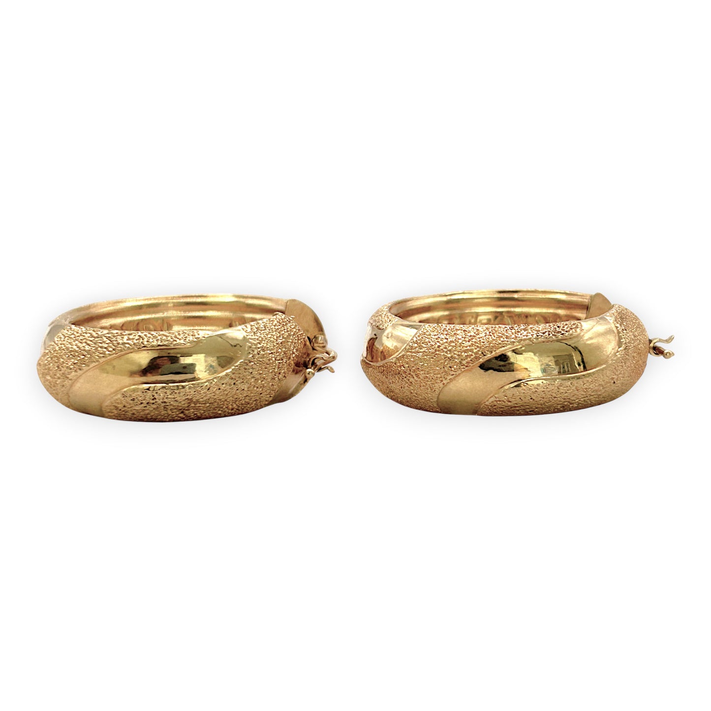 NZGD | 18ct Gold Earrings Graziella Heritage Texture Hoops 32.8mm