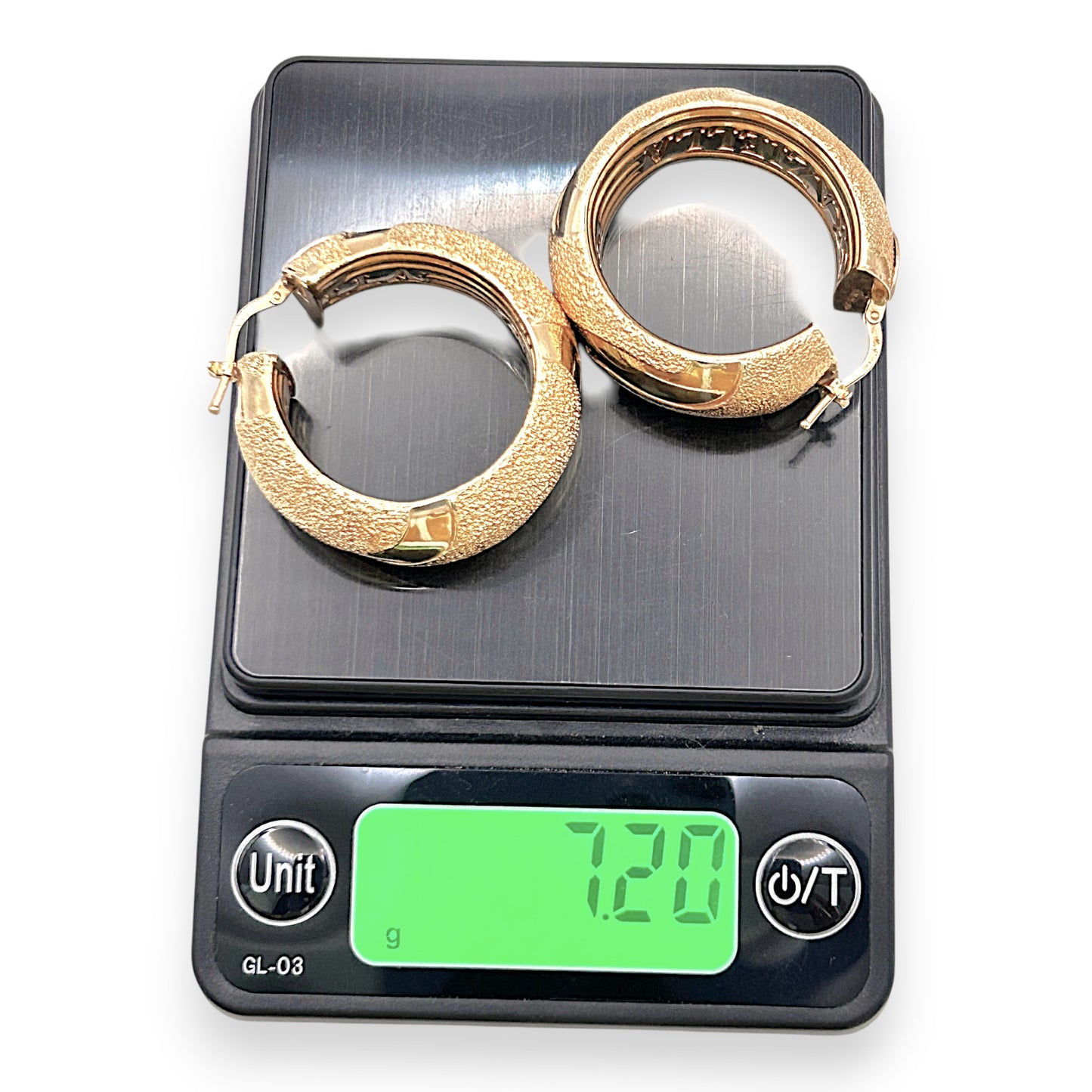 NZGD | 18ct Gold Earrings Graziella Heritage Texture Hoops 32.8mm