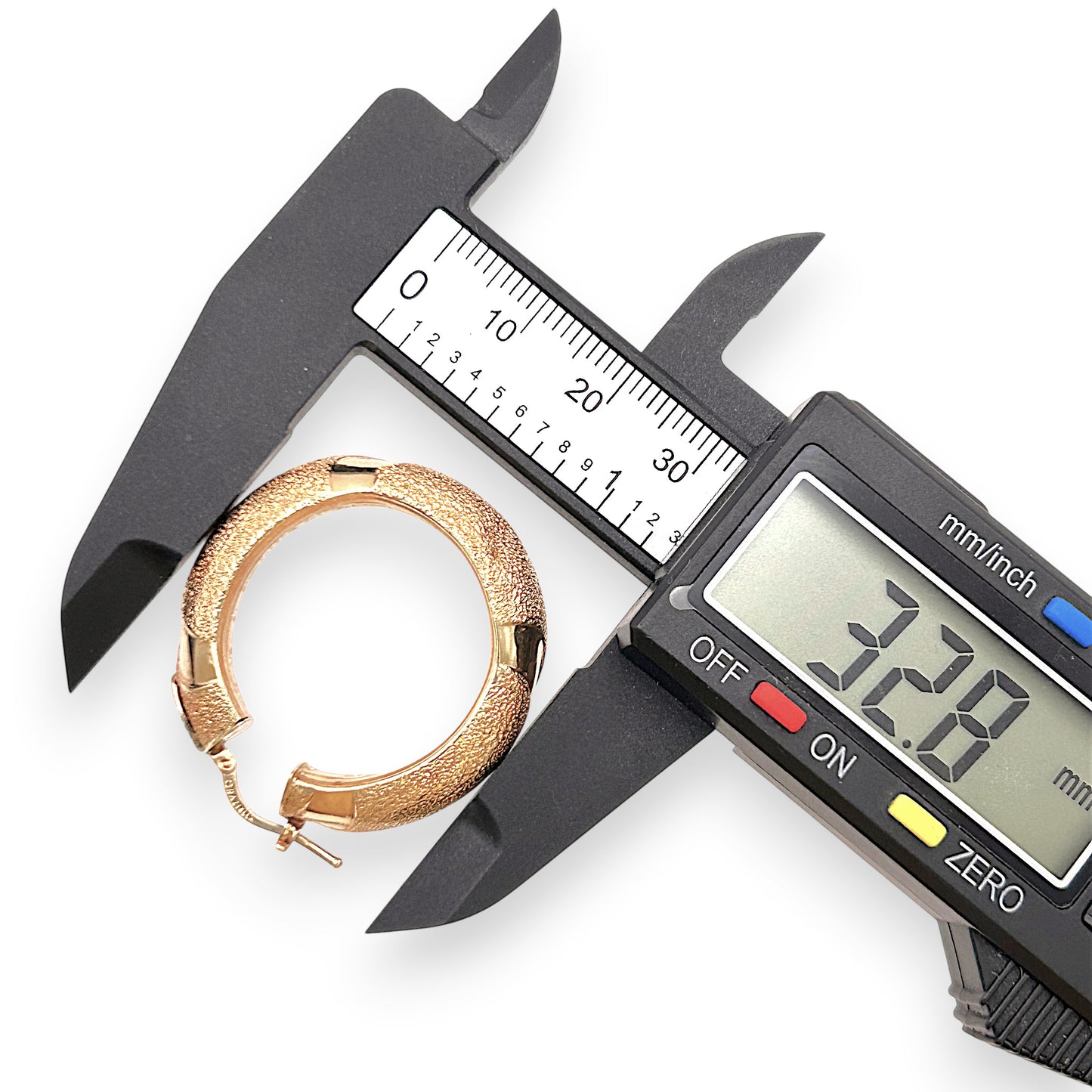 NZGD | 18ct Gold Earrings Graziella Heritage Texture Hoops 32.8mm