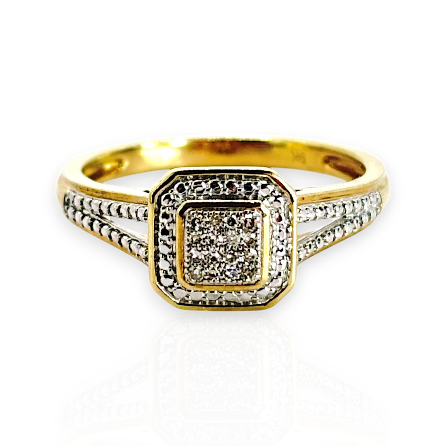 9ct Gold Double Tier Diamond Ring. Valuation $1,650. R # 279