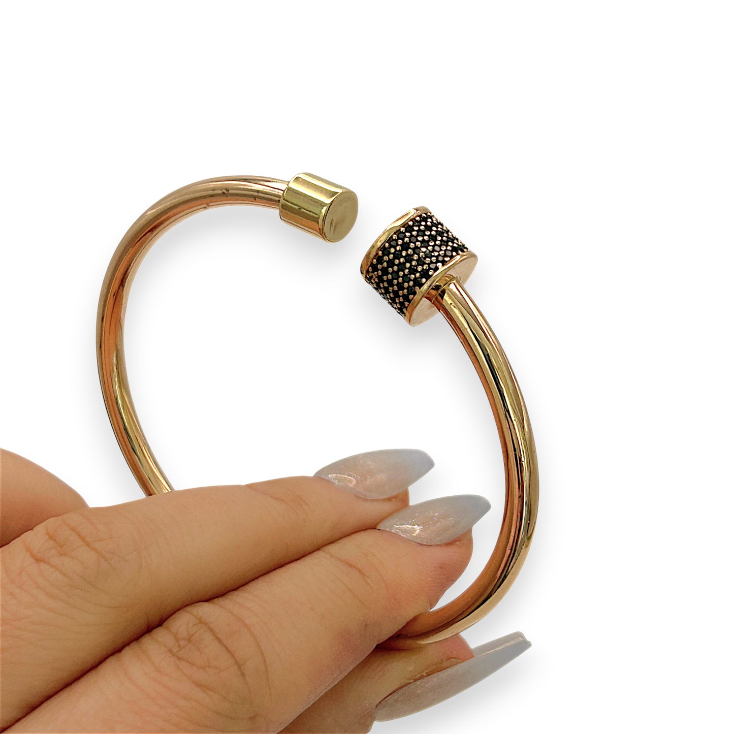 NZGD | 18ct Rose Gold Rosé Midnight Oval Cuff Bangle