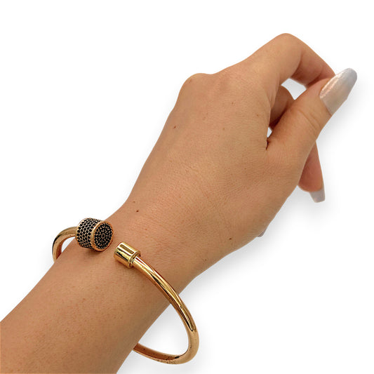 NZGD | 18ct Rose Gold Rosé Midnight Oval Cuff Bangle