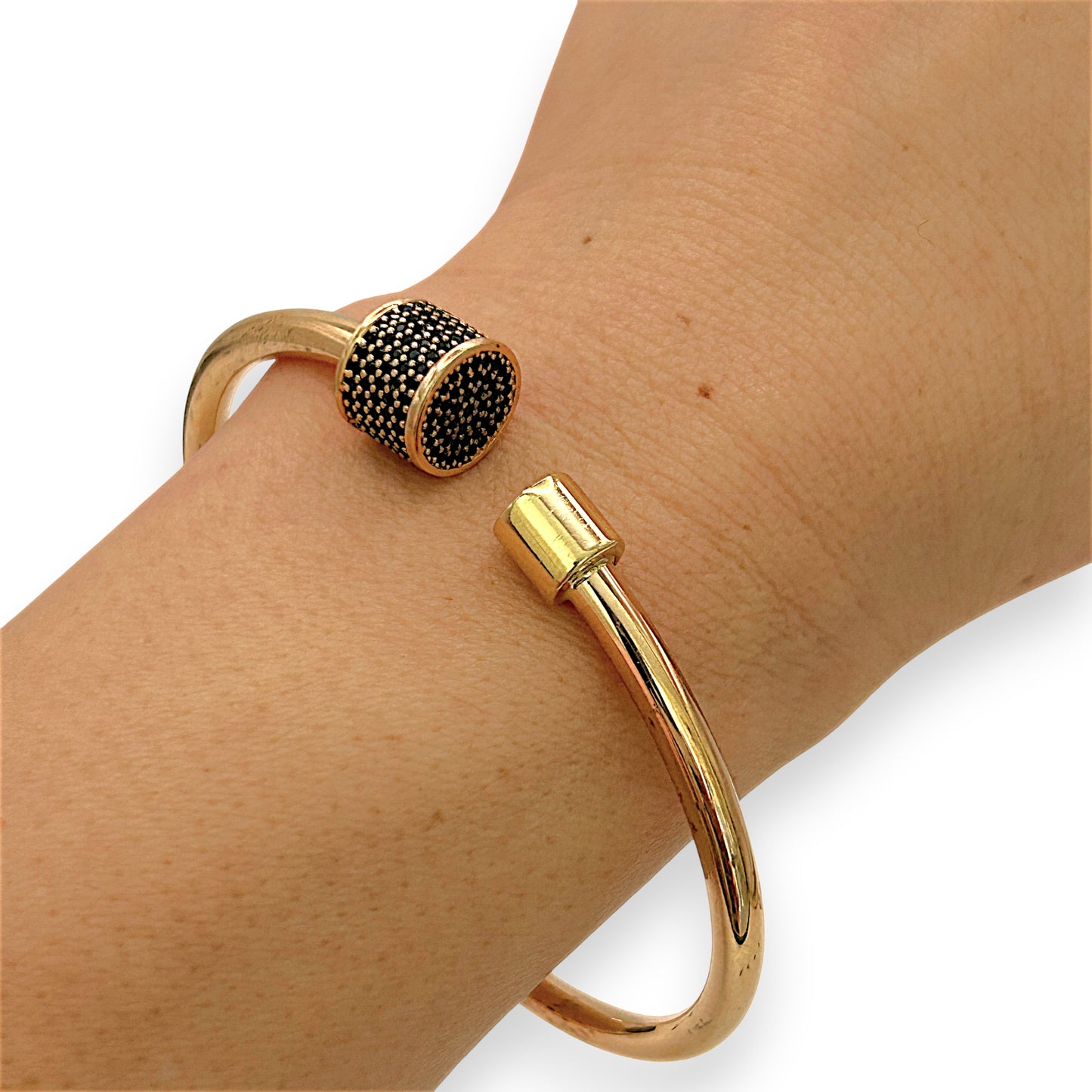 NZGD | 18ct Rose Gold Rosé Midnight Oval Cuff Bangle