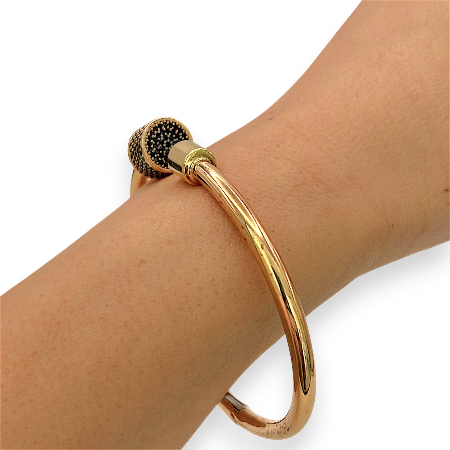 NZGD | 18ct Rose Gold Rosé Midnight Oval Cuff Bangle