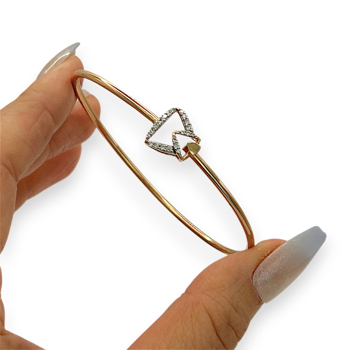 NZGD| 18ct Rose Gold Petal Arc Diamond Bangle