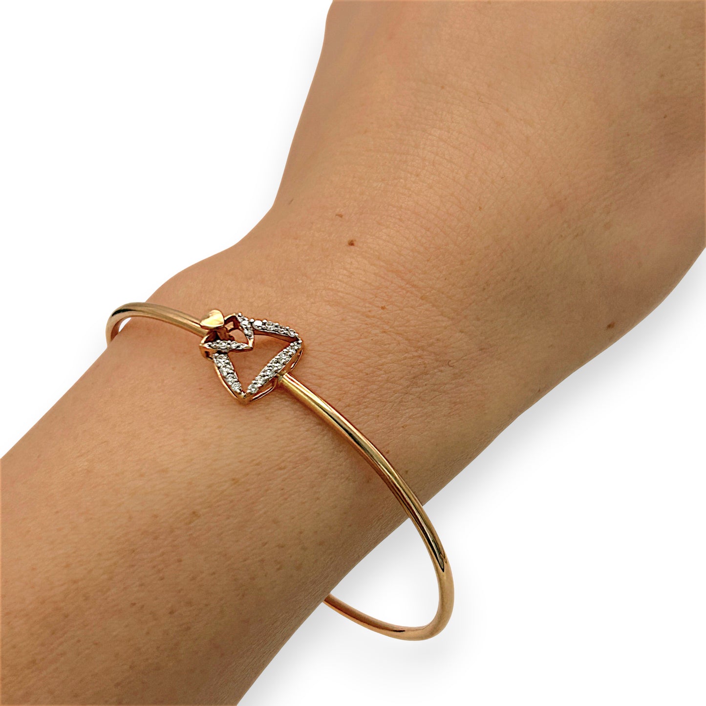 NZGD| 18ct Rose Gold Petal Arc Diamond Bangle