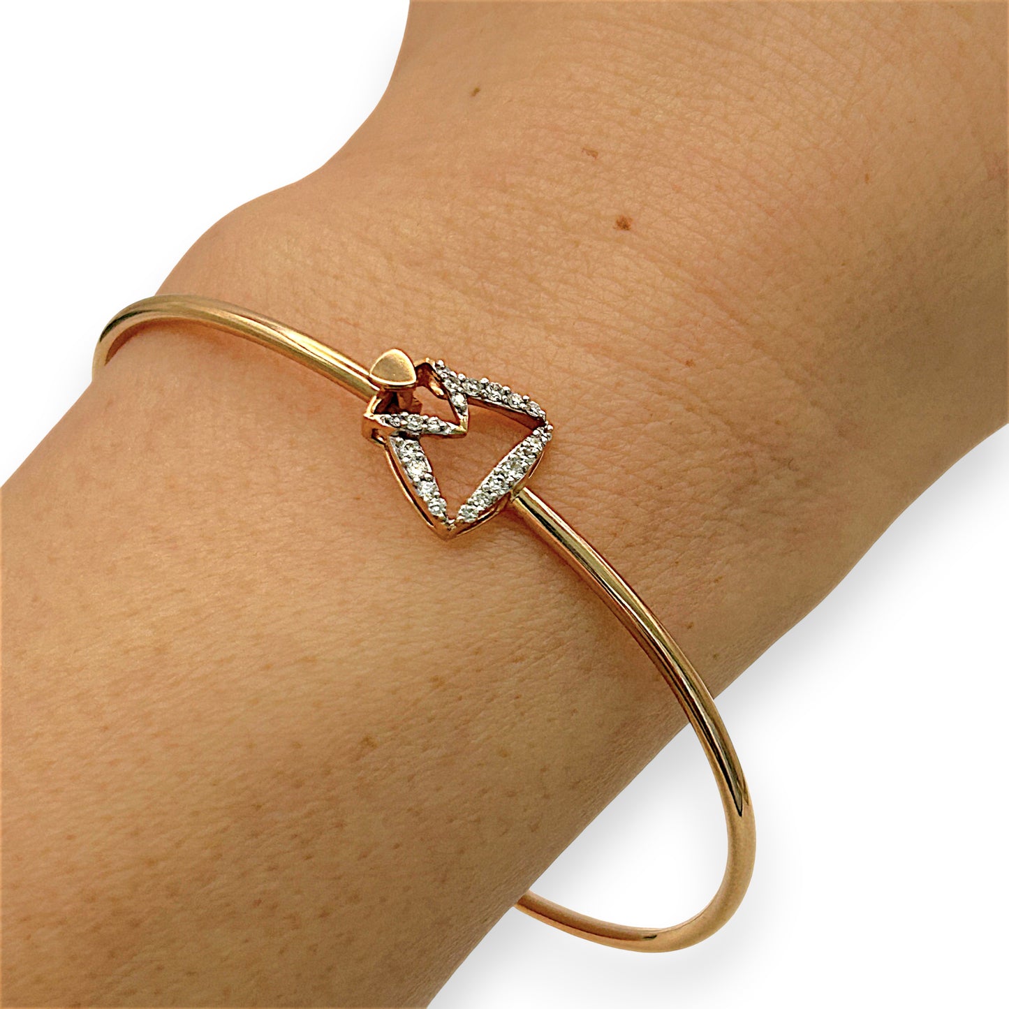 NZGD| 18ct Rose Gold Petal Arc Diamond Bangle