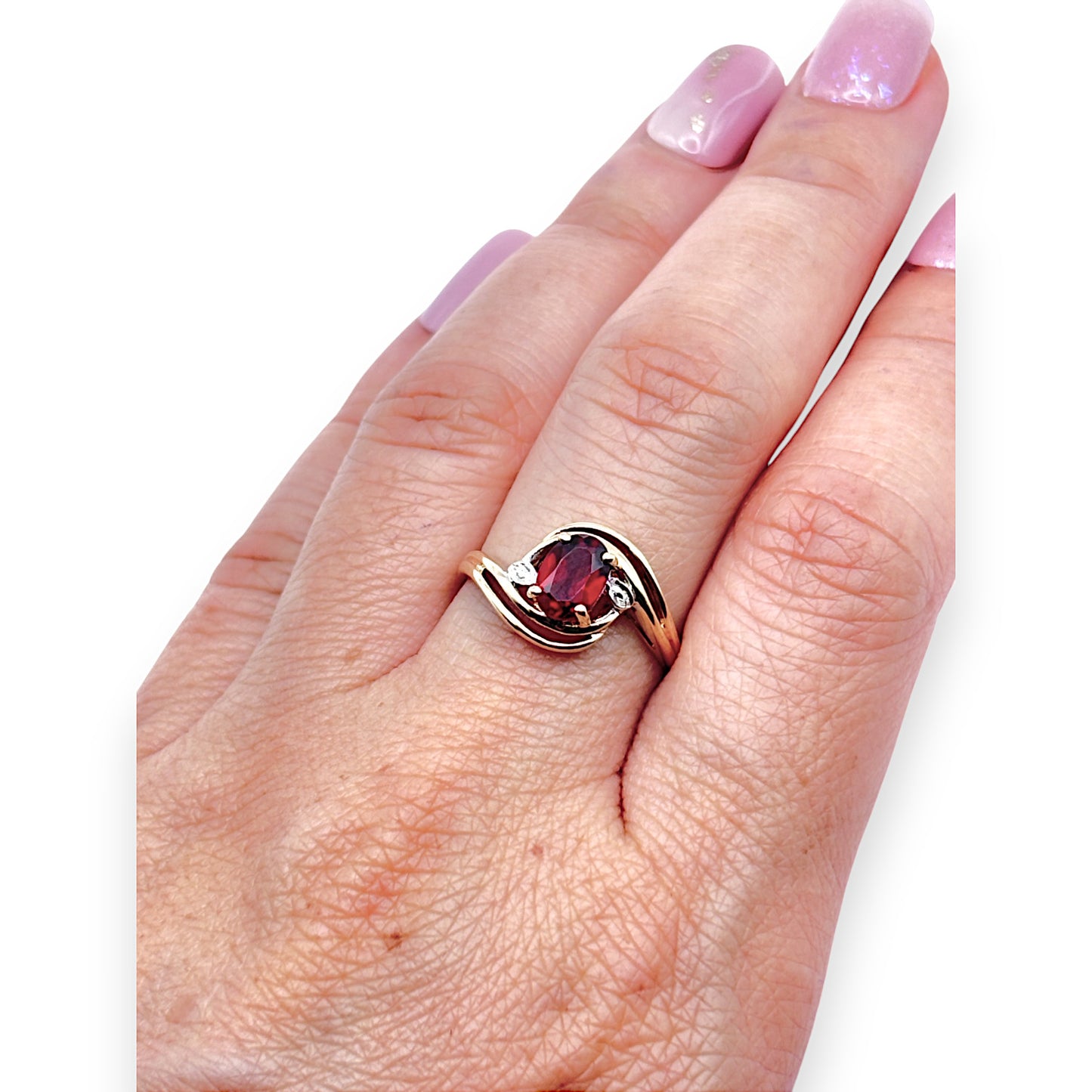 9ct Gold Ring with Generous Size Red Stone, Size N. R # 281