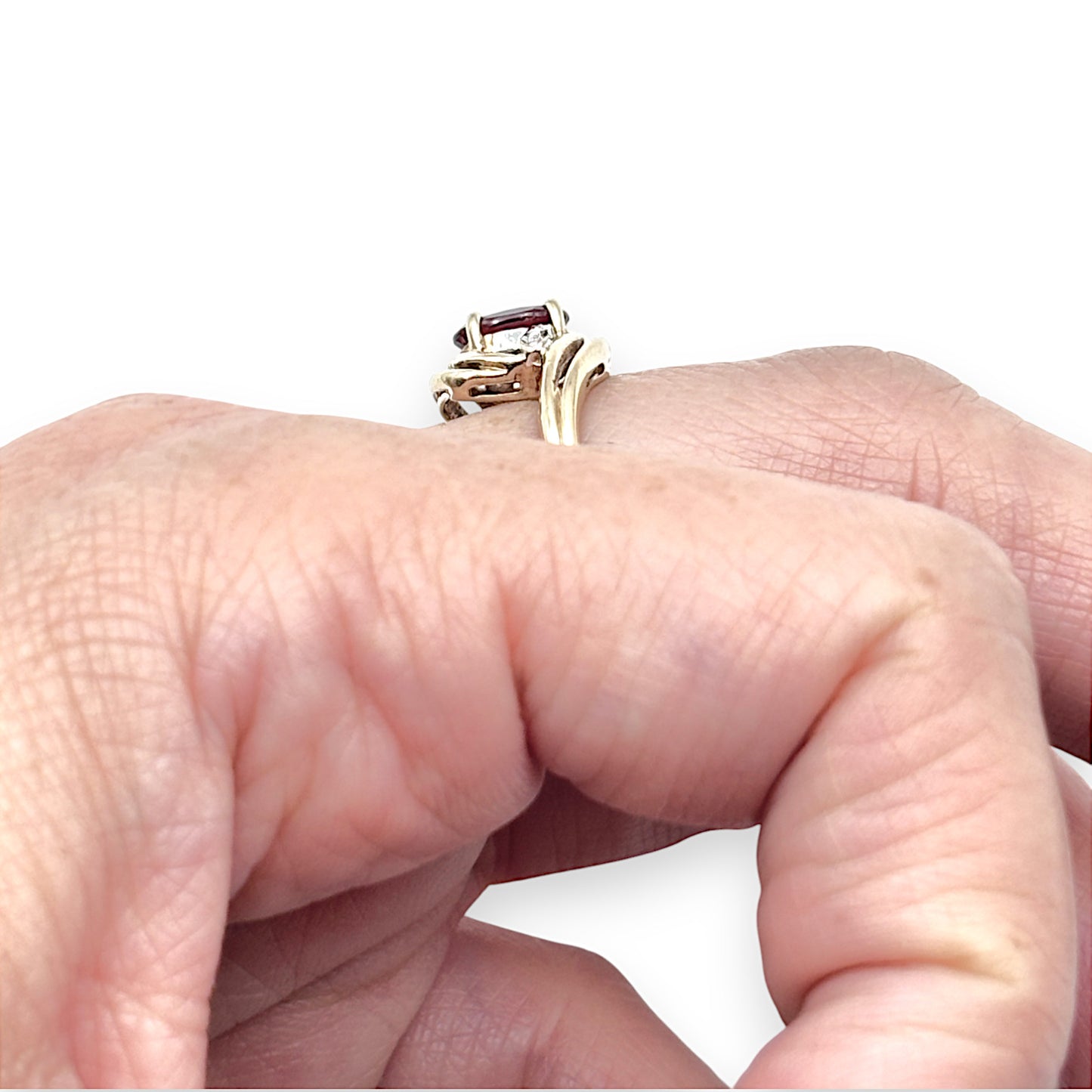 9ct Gold Ring with Generous Size Red Stone, Size N. R # 281