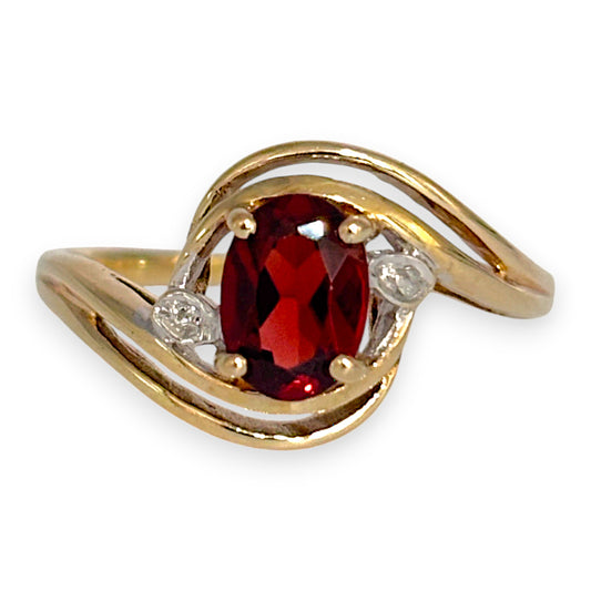 9ct Gold Ring with Generous Size Red Stone, Size N. R # 281