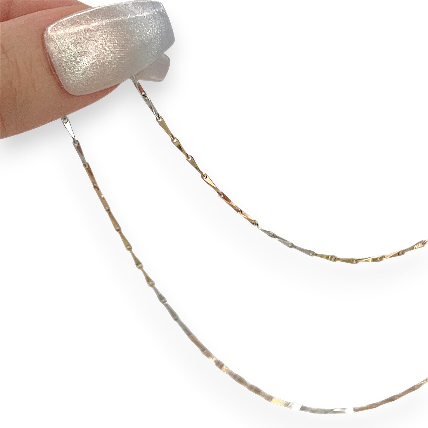 NZGD | 18ct Y/W Gold Auric Dual Glow Needle Link Chain 44cm
