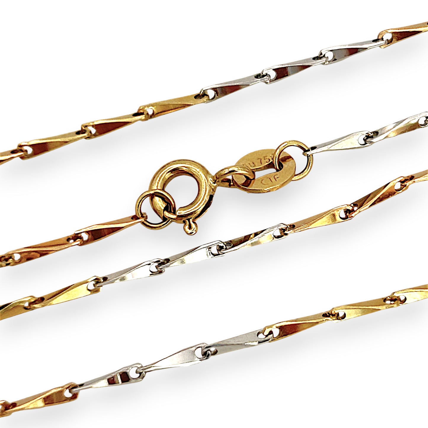 NZGD | 18ct Y/W Gold Auric Dual Glow Needle Link Chain 44cm