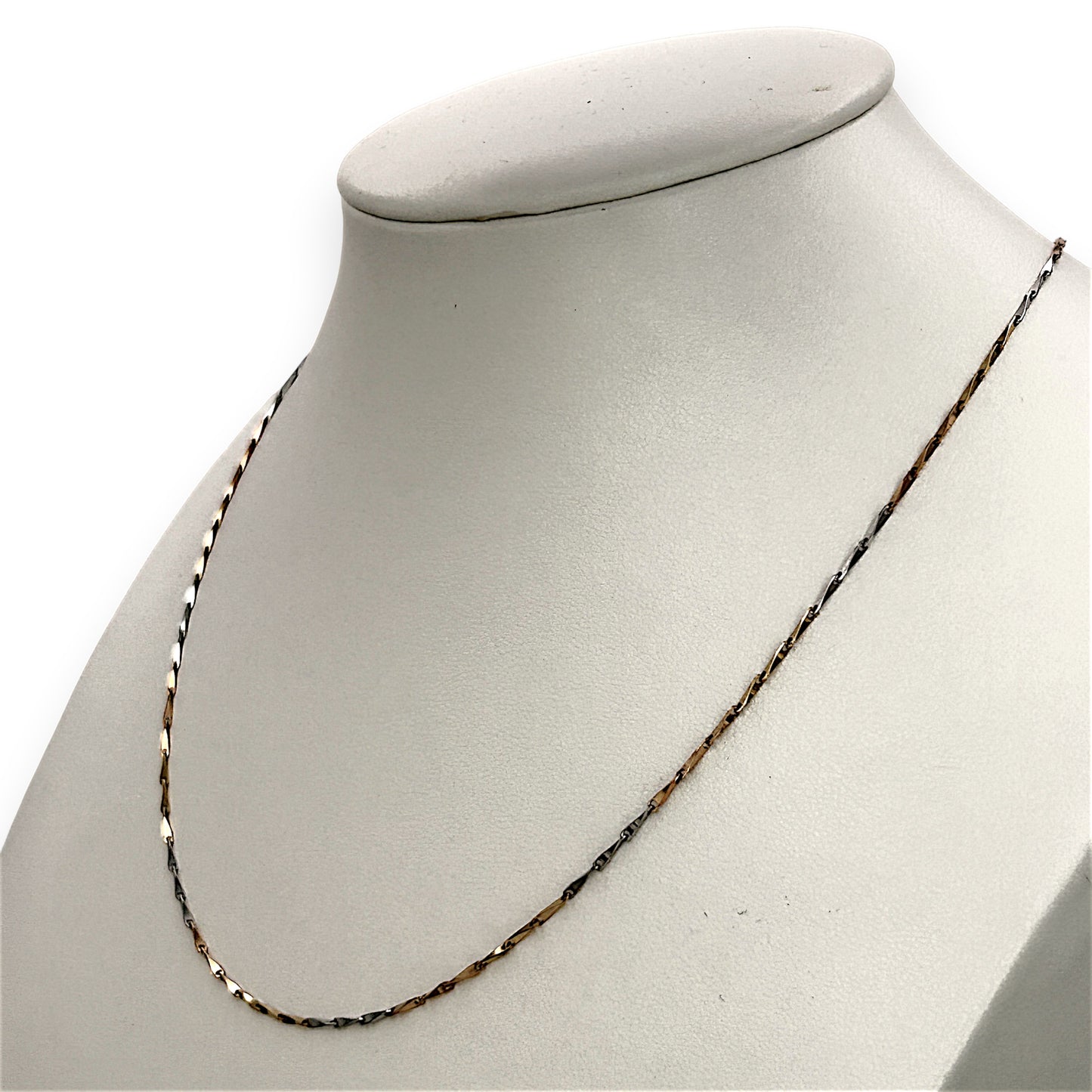 NZGD | 18ct Y/W Gold Auric Dual Glow Needle Link Chain 44cm