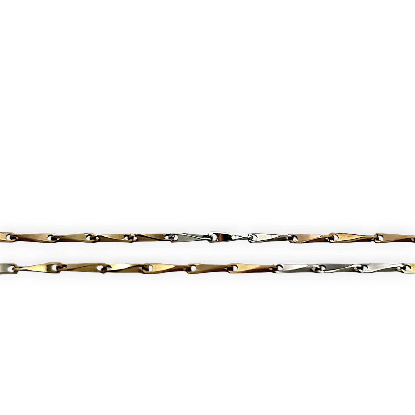 NZGD | 18ct Y/W Gold Auric Dual Glow Needle Link Chain 44cm