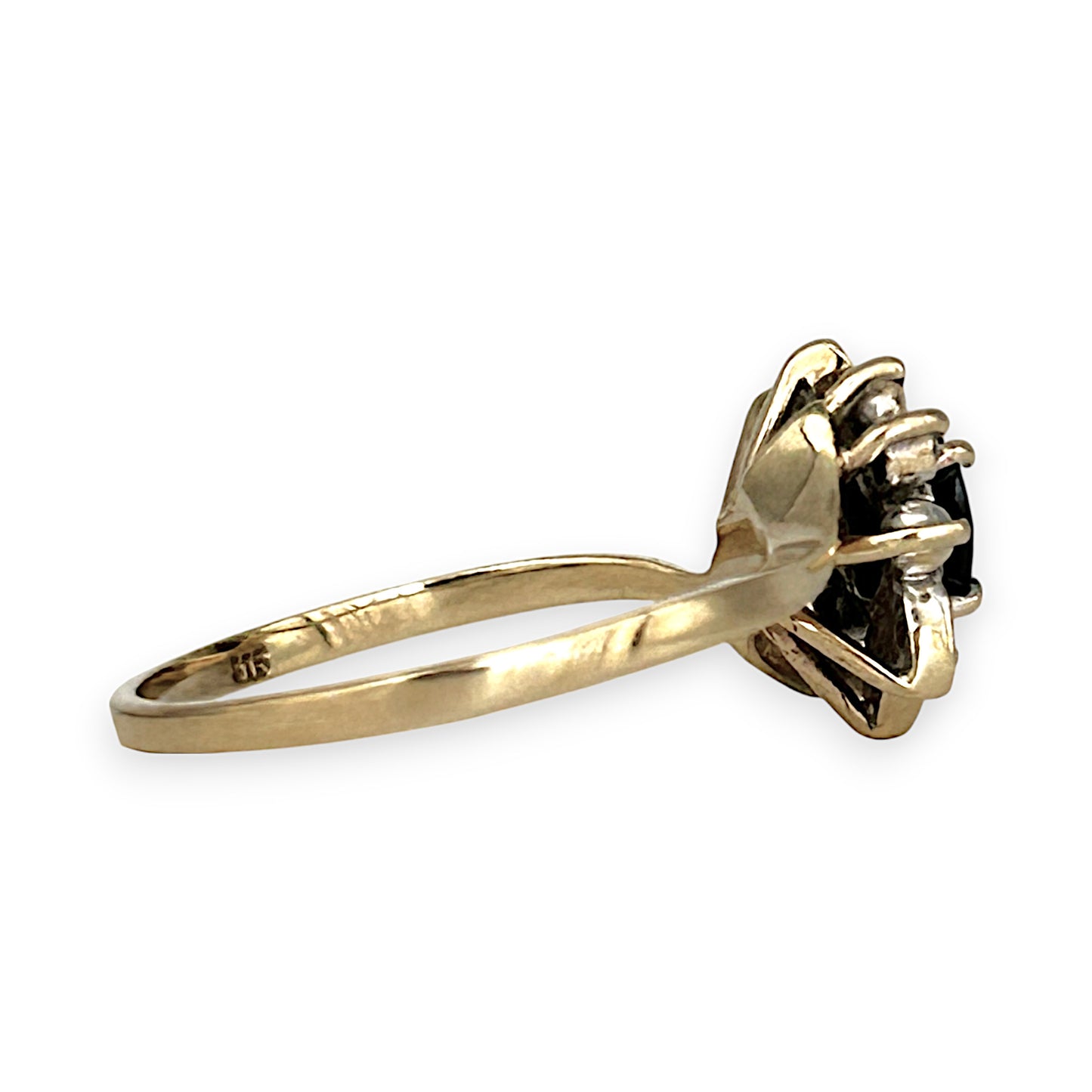 GOLD DEAL | 9K Gold Sapphire & Diamond 7 Stone Ring Size M1/2