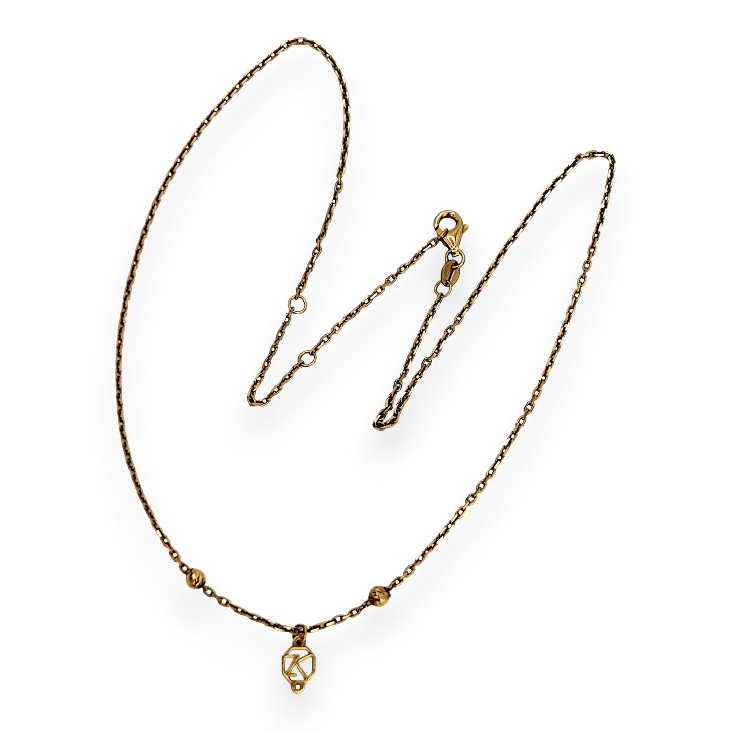 GOLD DEAL | 18ct Gold Golden Initial Echo Necklace -  35cm - 41cm (Length adjustable)