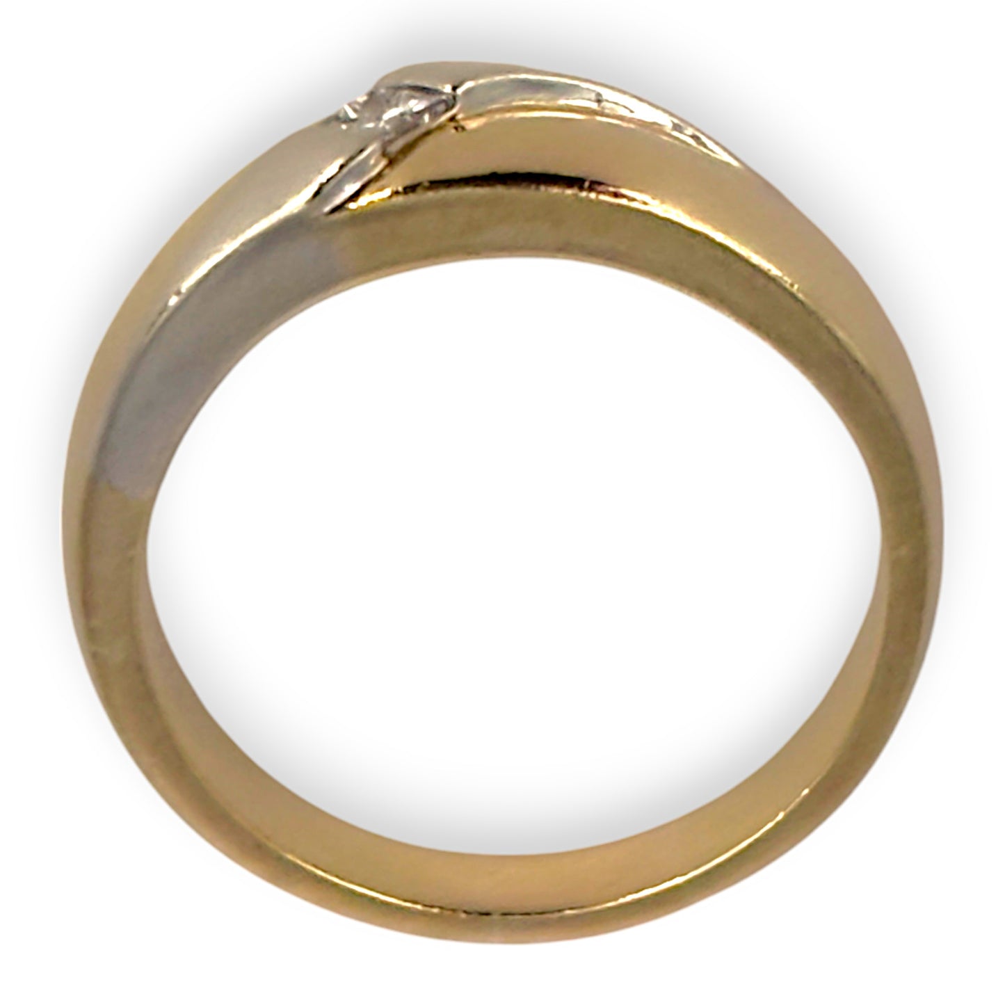 9ct Y/W Gold Solid Ring with Diamond, Size Y. R # 284