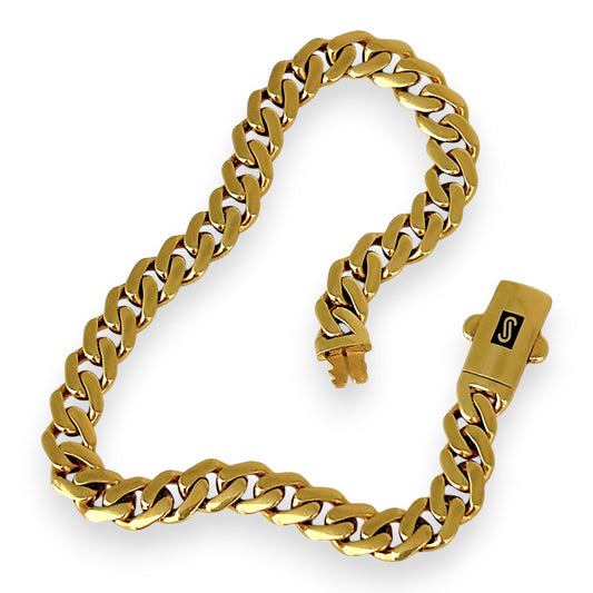 GOLD DEAL | 18ct (18kt) Gold Auric Contour Curb Bracelet 19.5cm