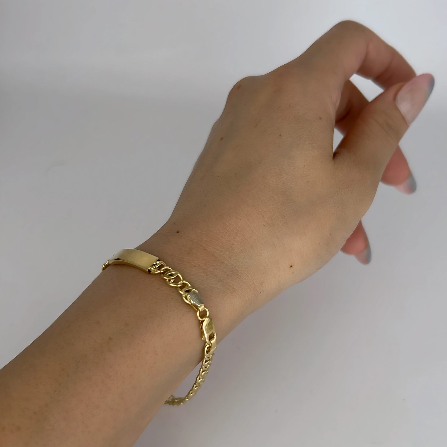 NZGD | 18ct Gold Aureon Duo‑Chain ID Bar Bracelet 19.8cm