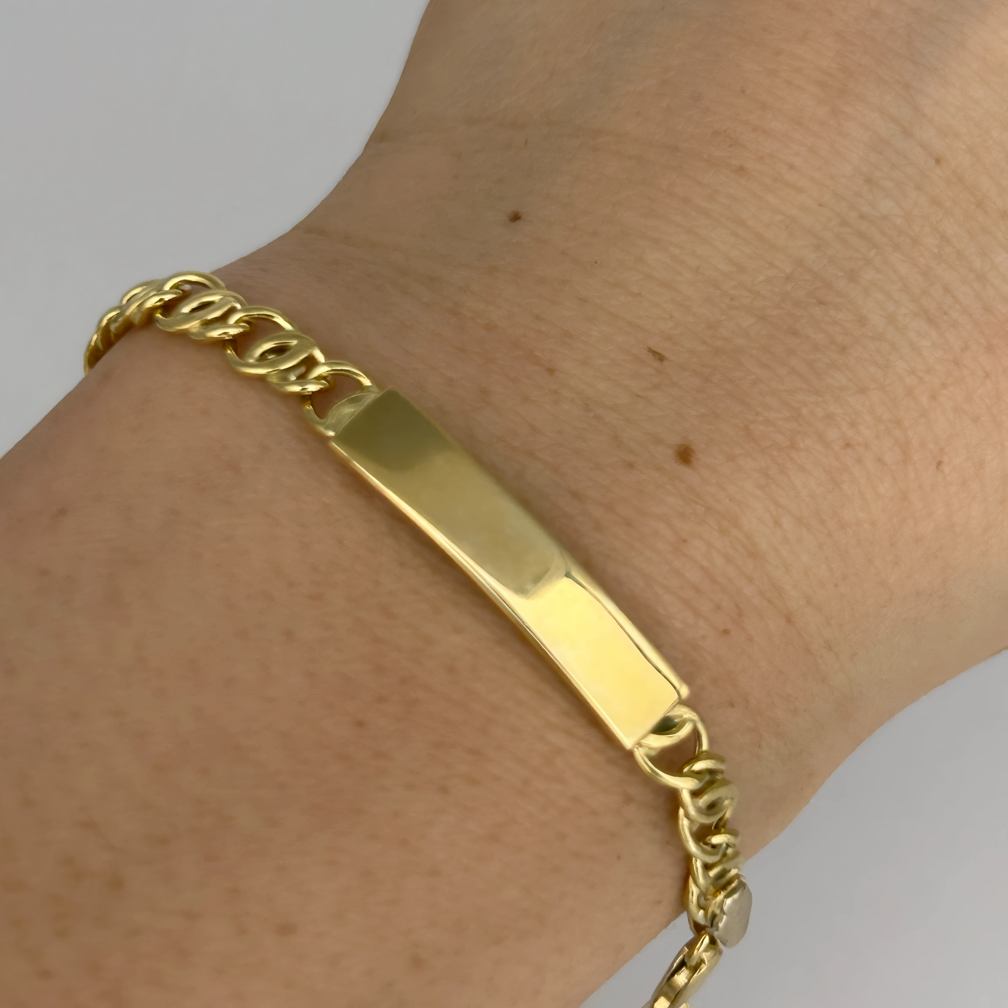NZGD | 18ct Gold Aureon Duo‑Chain ID Bar Bracelet 19.8cm
