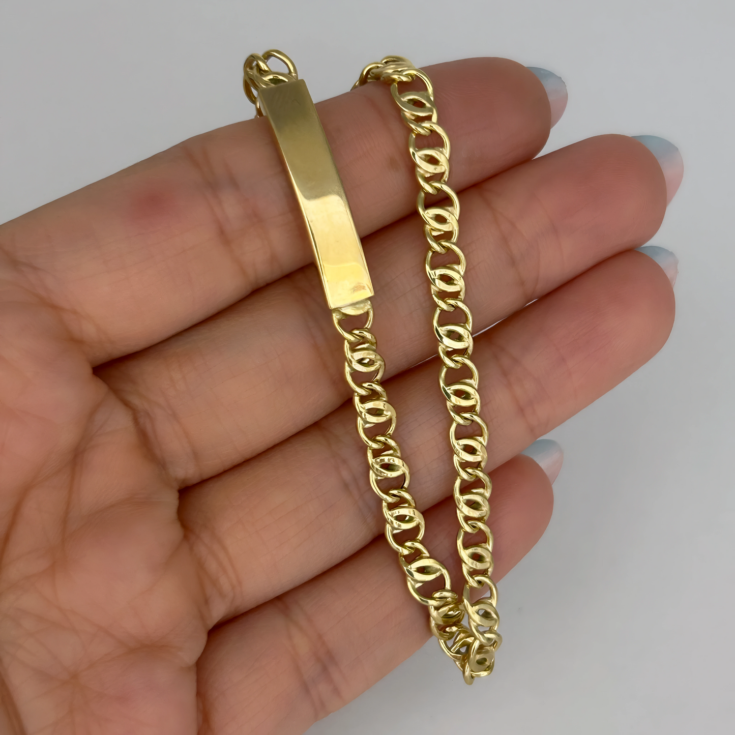 NZGD | 18ct Gold Aureon Duo‑Chain ID Bar Bracelet 19.8cm