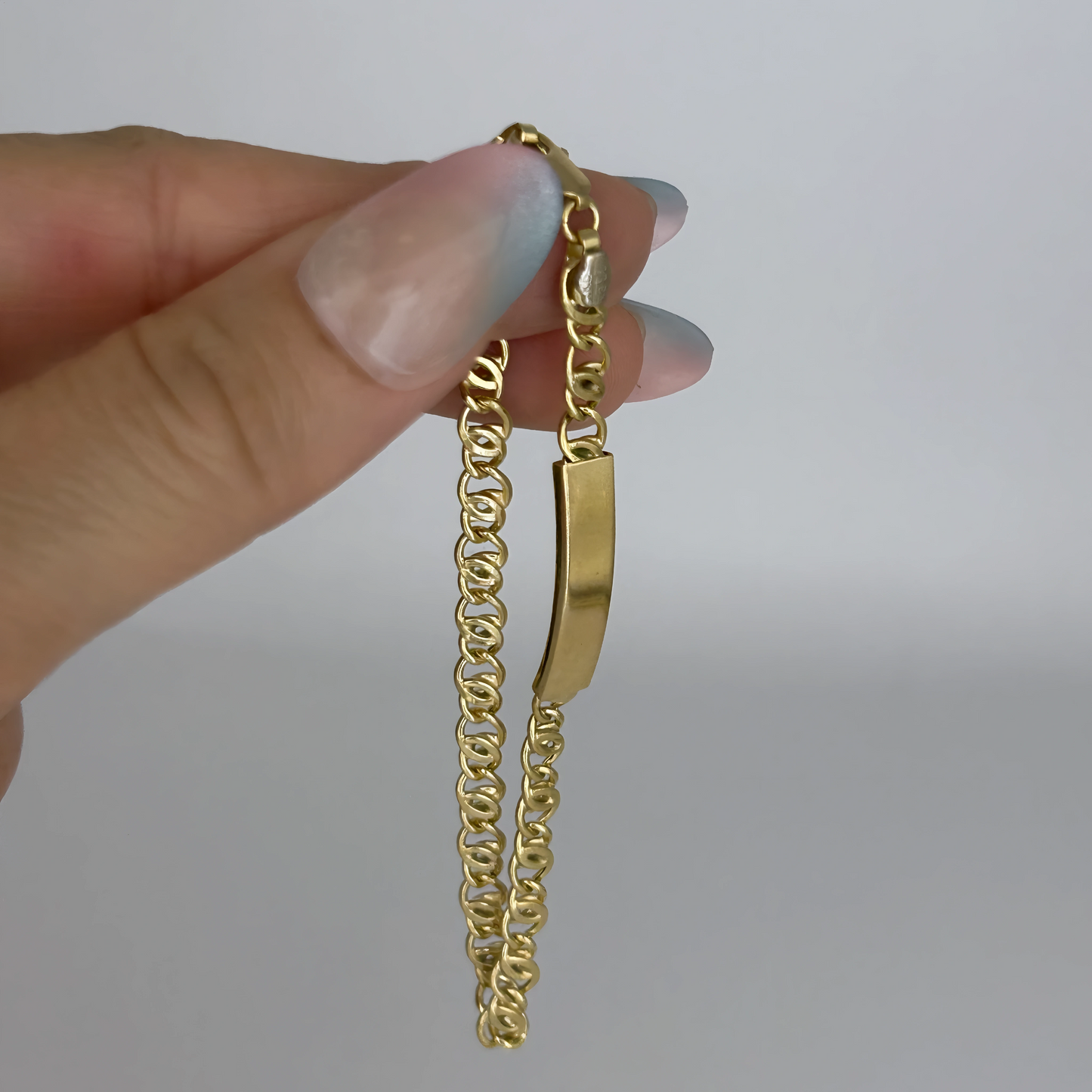NZGD | 18ct Gold Aureon Duo‑Chain ID Bar Bracelet 19.8cm