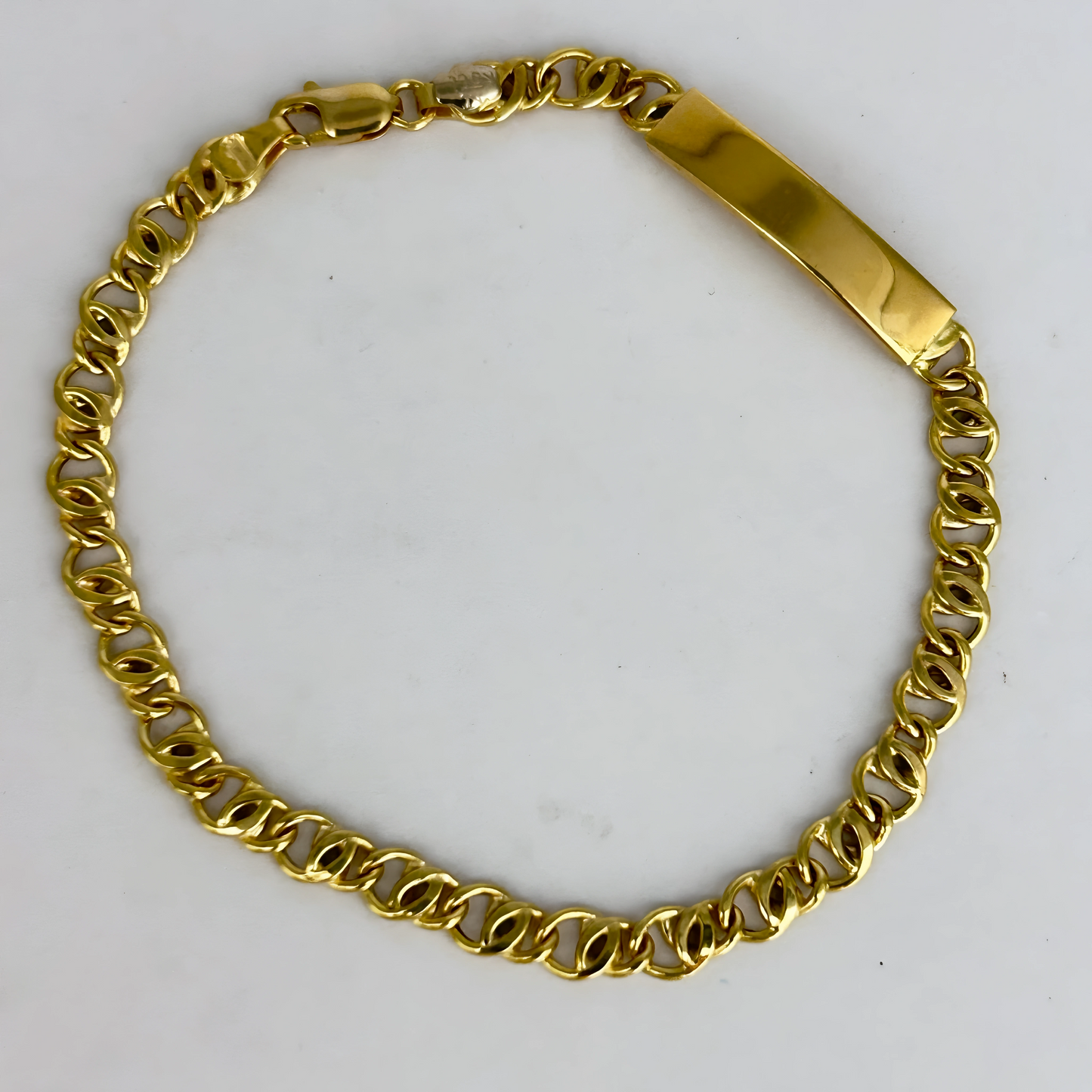 NZGD | 18ct Gold Aureon Duo‑Chain ID Bar Bracelet 19.8cm