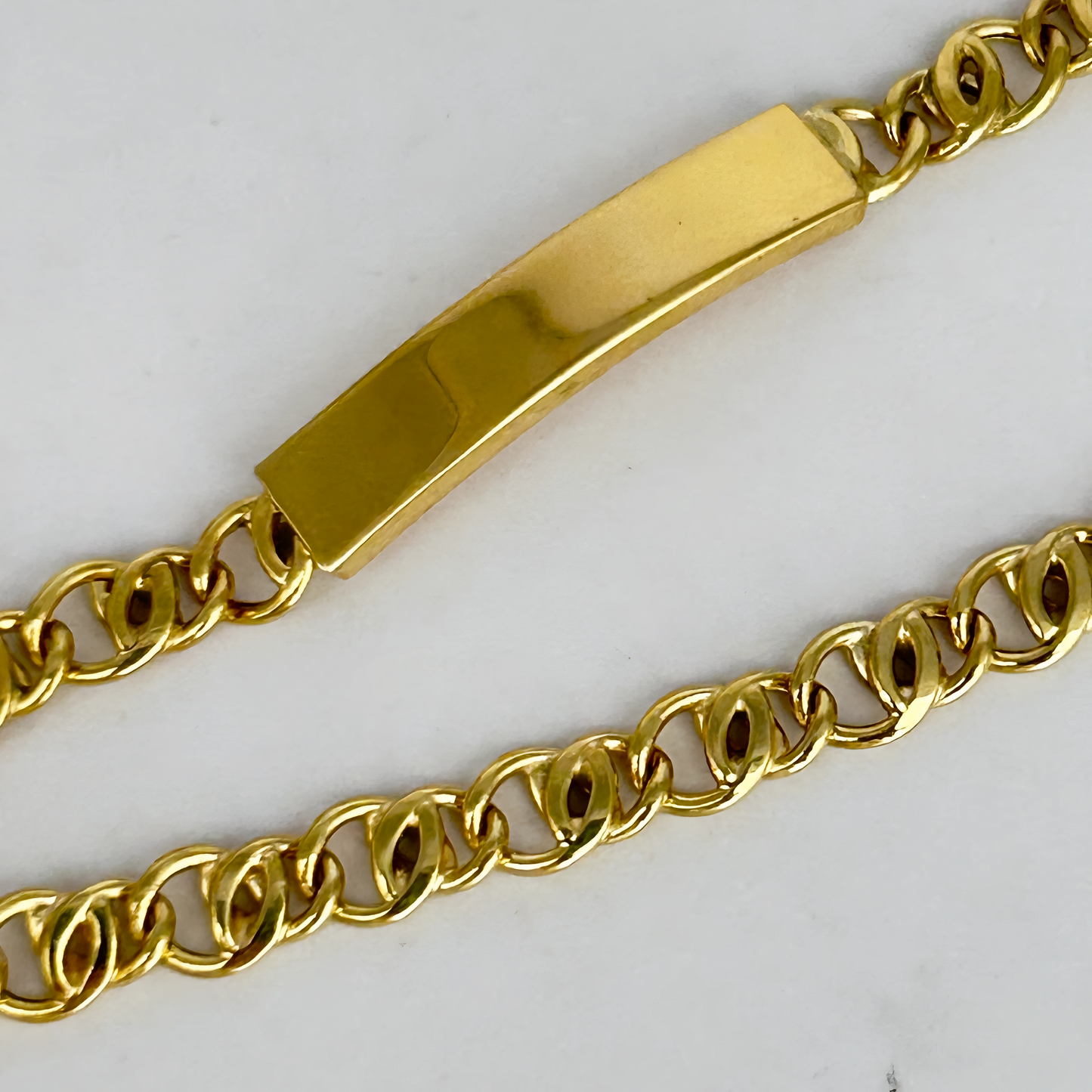 NZGD | 18ct Gold Aureon Duo‑Chain ID Bar Bracelet 19.8cm