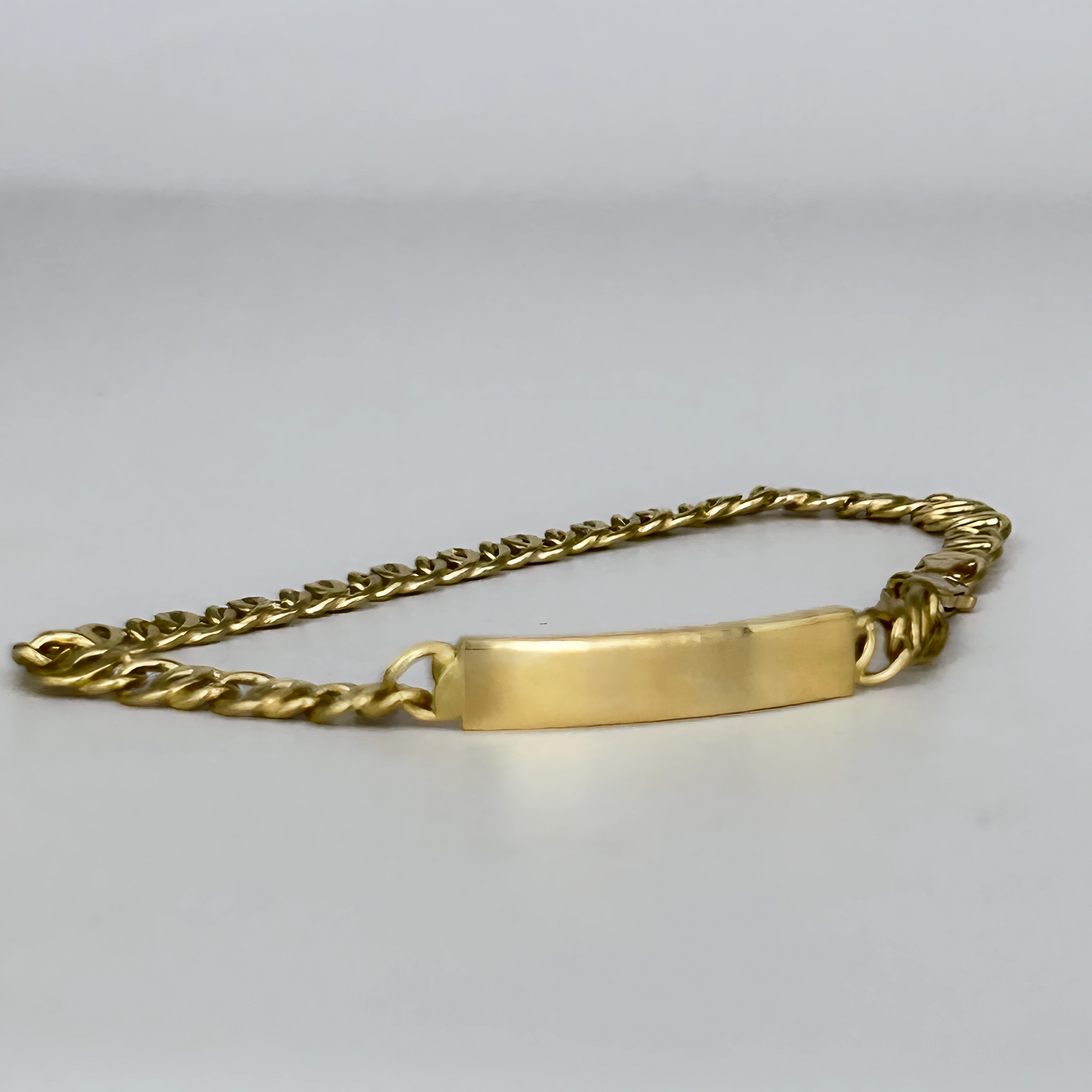 NZGD | 18ct Gold Aureon Duo‑Chain ID Bar Bracelet 19.8cm