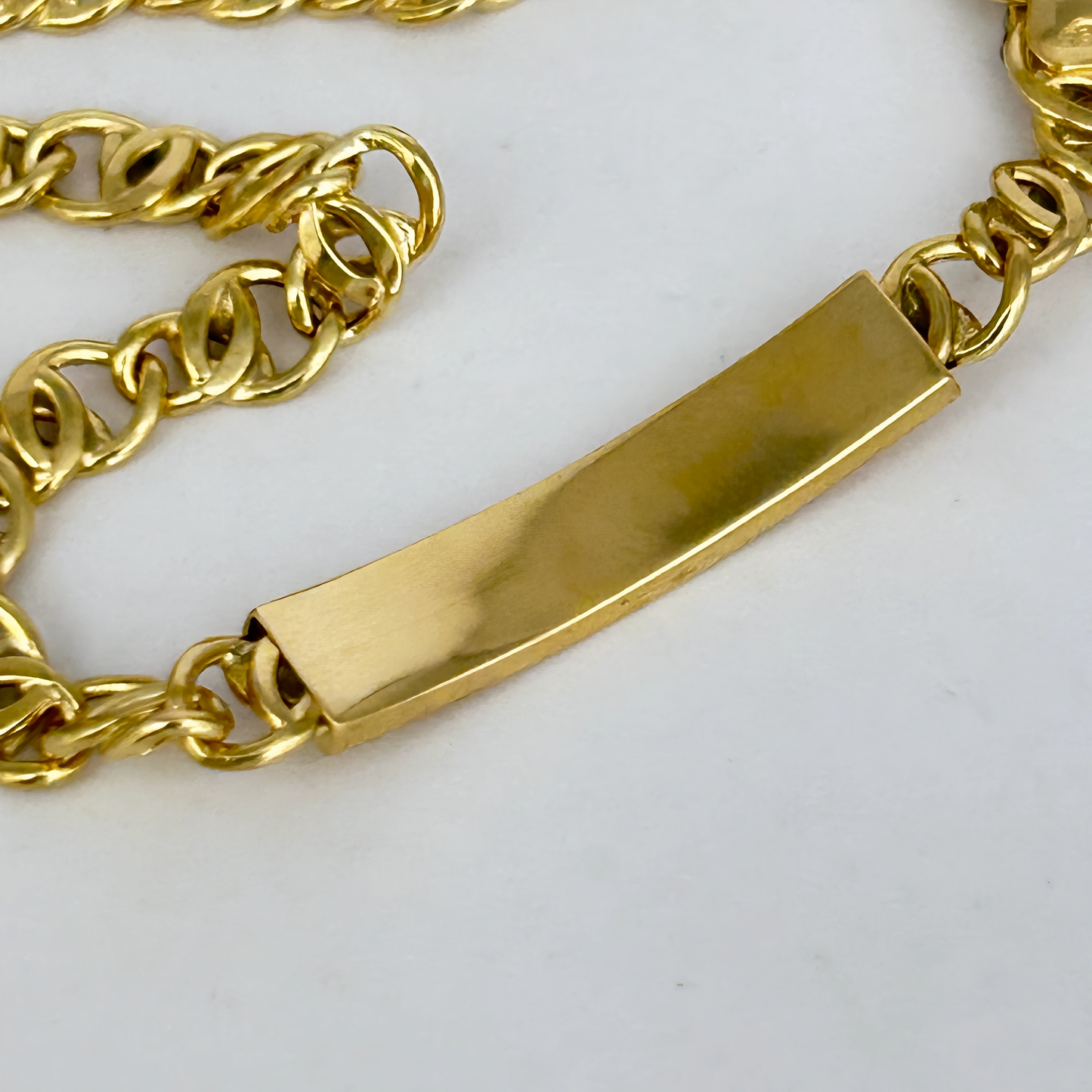 NZGD | 18ct Gold Aureon Duo‑Chain ID Bar Bracelet 19.8cm