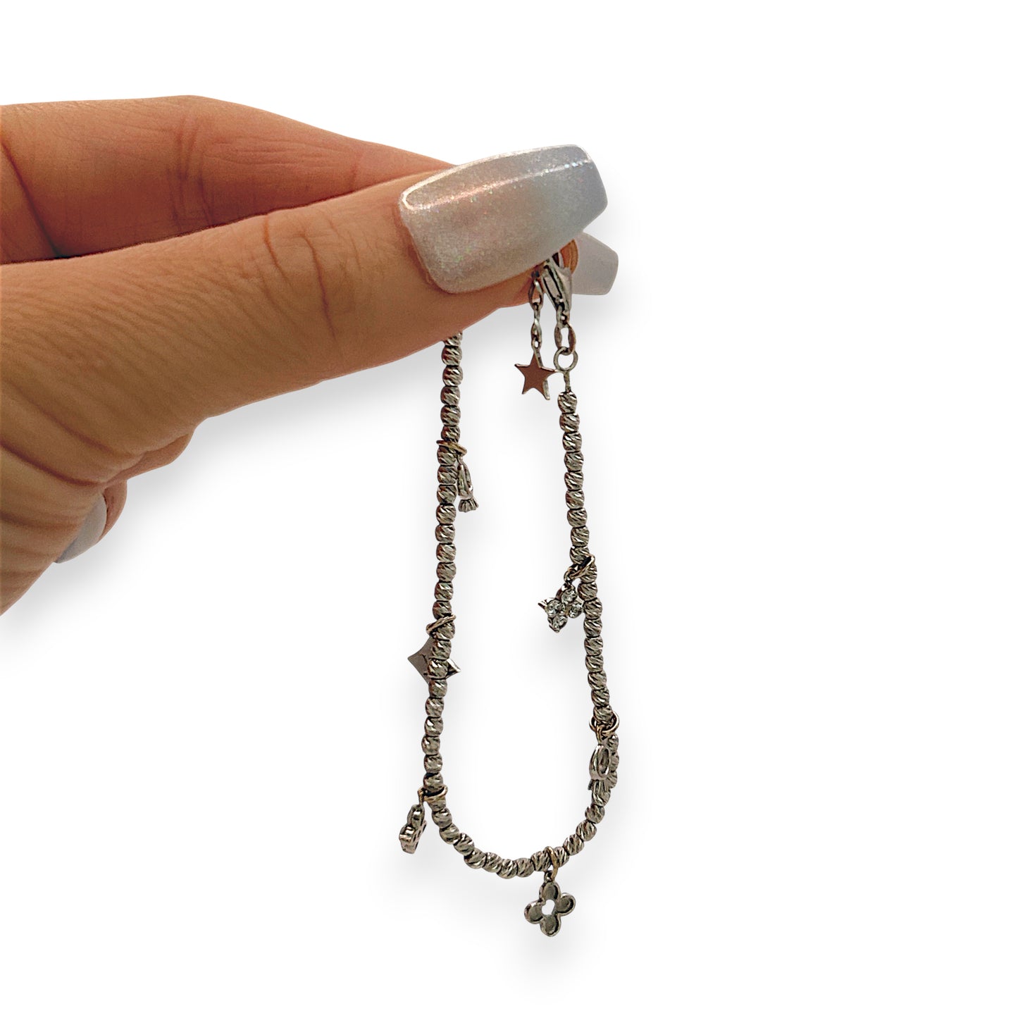 NZGD | 18ct White Gold Celestial Six‑Charm Bracelet 16 - 18.5cm