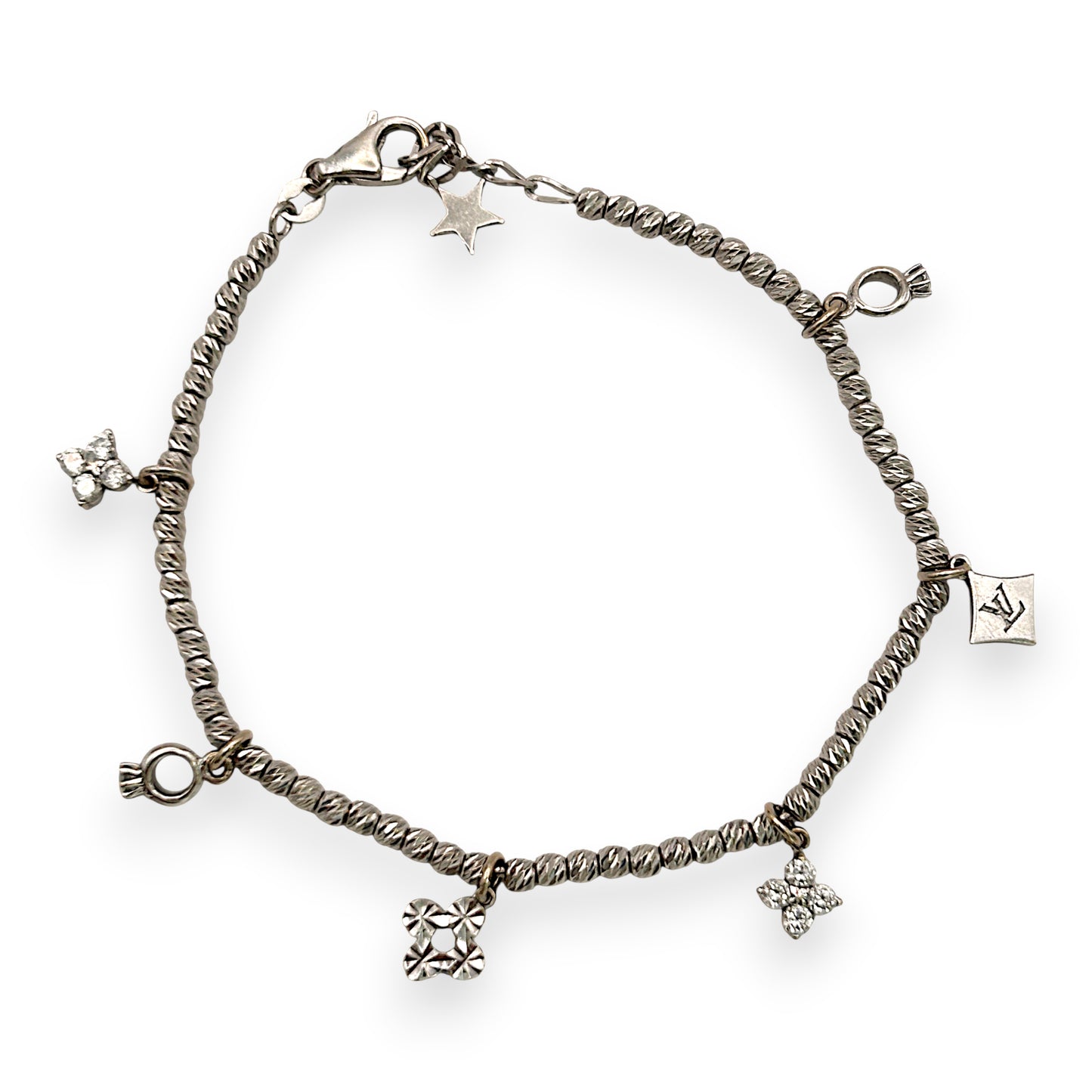 NZGD | 18ct White Gold Celestial Six‑Charm Bracelet 16 - 18.5cm