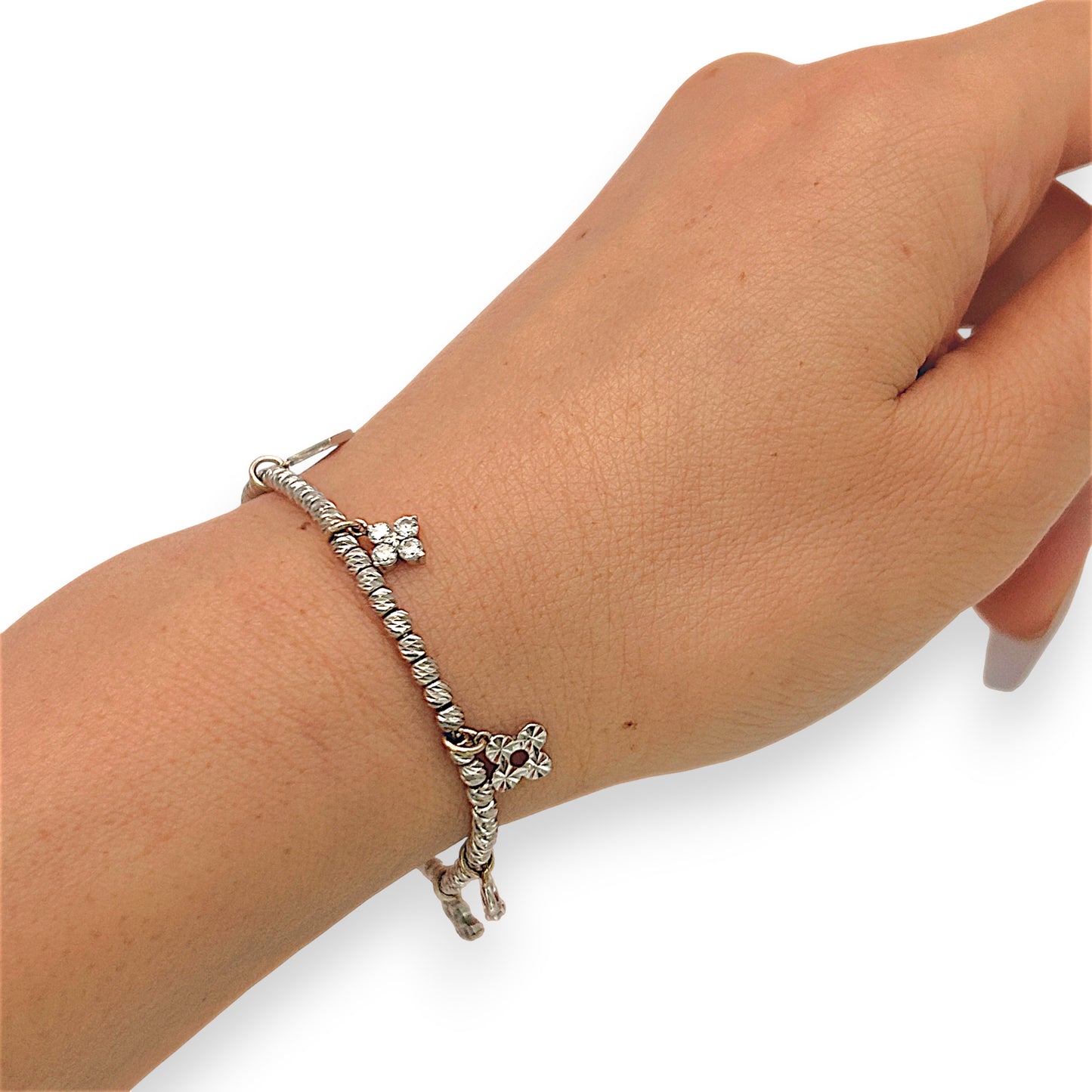 NZGD | 18ct White Gold Celestial Six‑Charm Bracelet 16 - 18.5cm