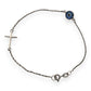 NZGD | 18ct White Gold Blue Evil Eye Cross Bracelet 18.5cm