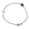 NZGD | 18ct White Gold Blue Evil Eye Cross Bracelet 18.5cm