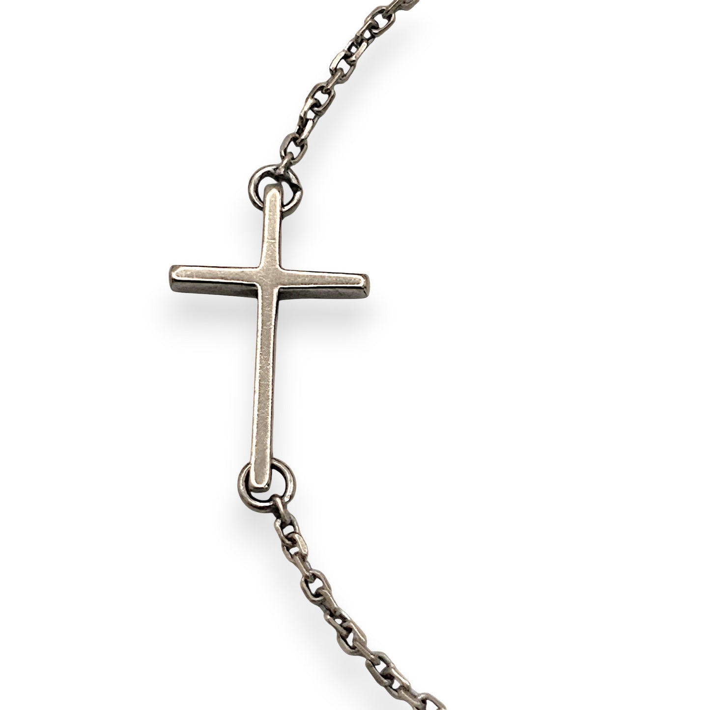 NZGD | 18ct White Gold Blue Evil Eye Cross Bracelet 18.5cm
