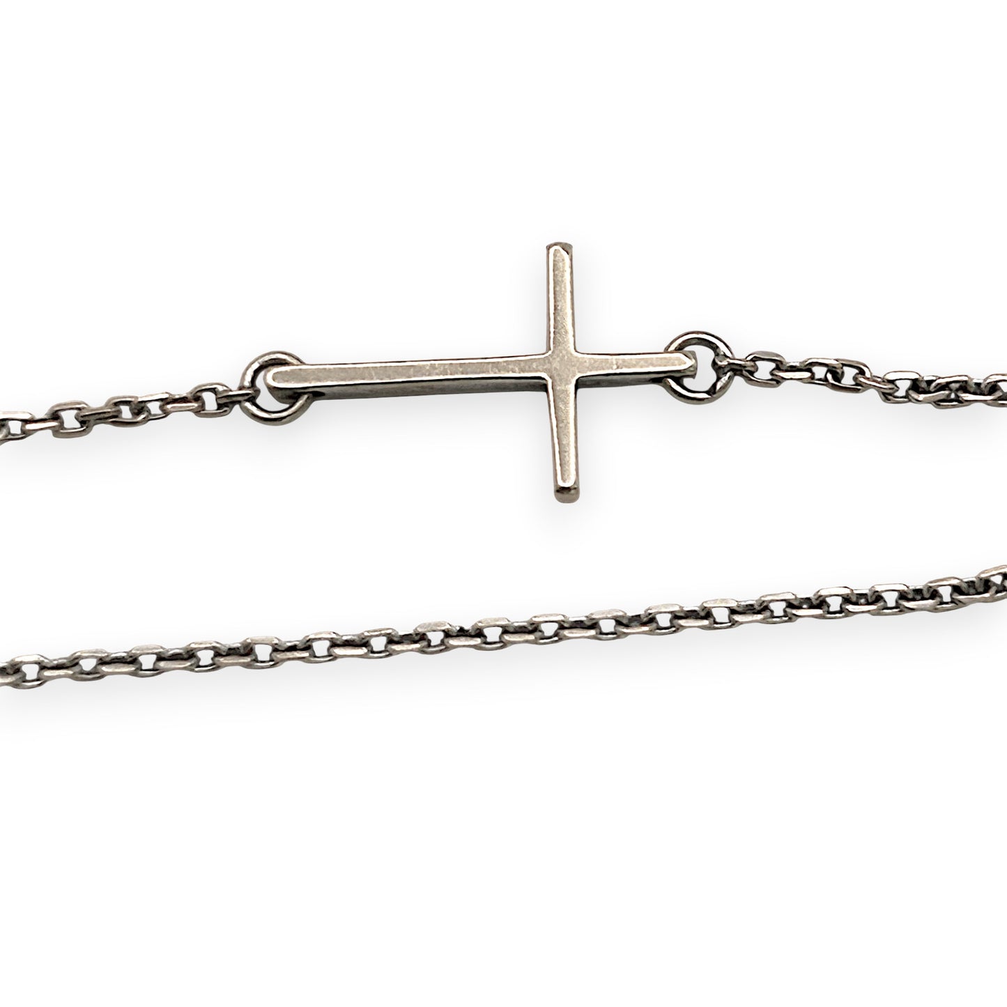 NZGD | 18ct White Gold Blue Evil Eye Cross Bracelet 18.5cm