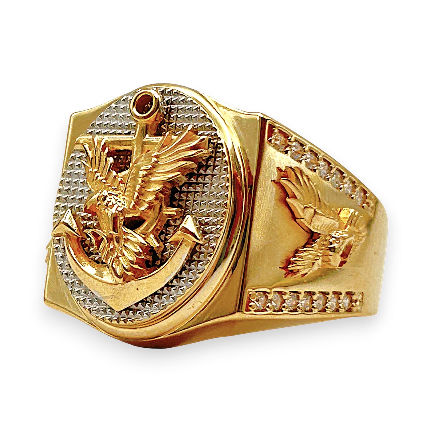 NZGD | 18ct Gold Anchor of Valor Signet Ring Size R