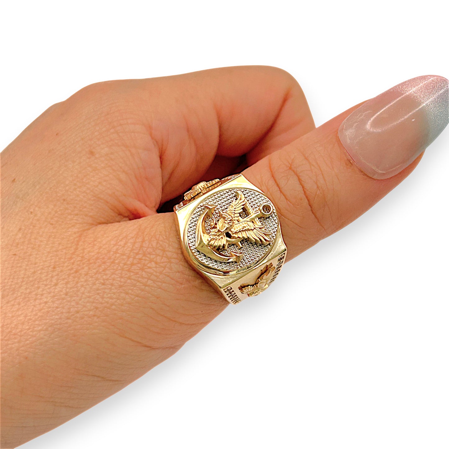 NZGD | 18ct Gold Anchor of Valor Signet Ring Size R