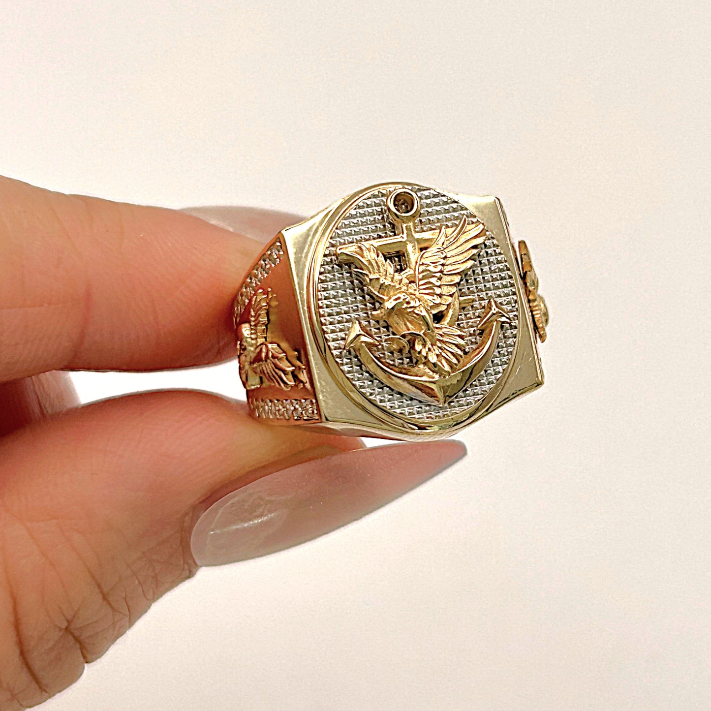 NZGD | 18ct Gold Anchor of Valor Signet Ring Size R
