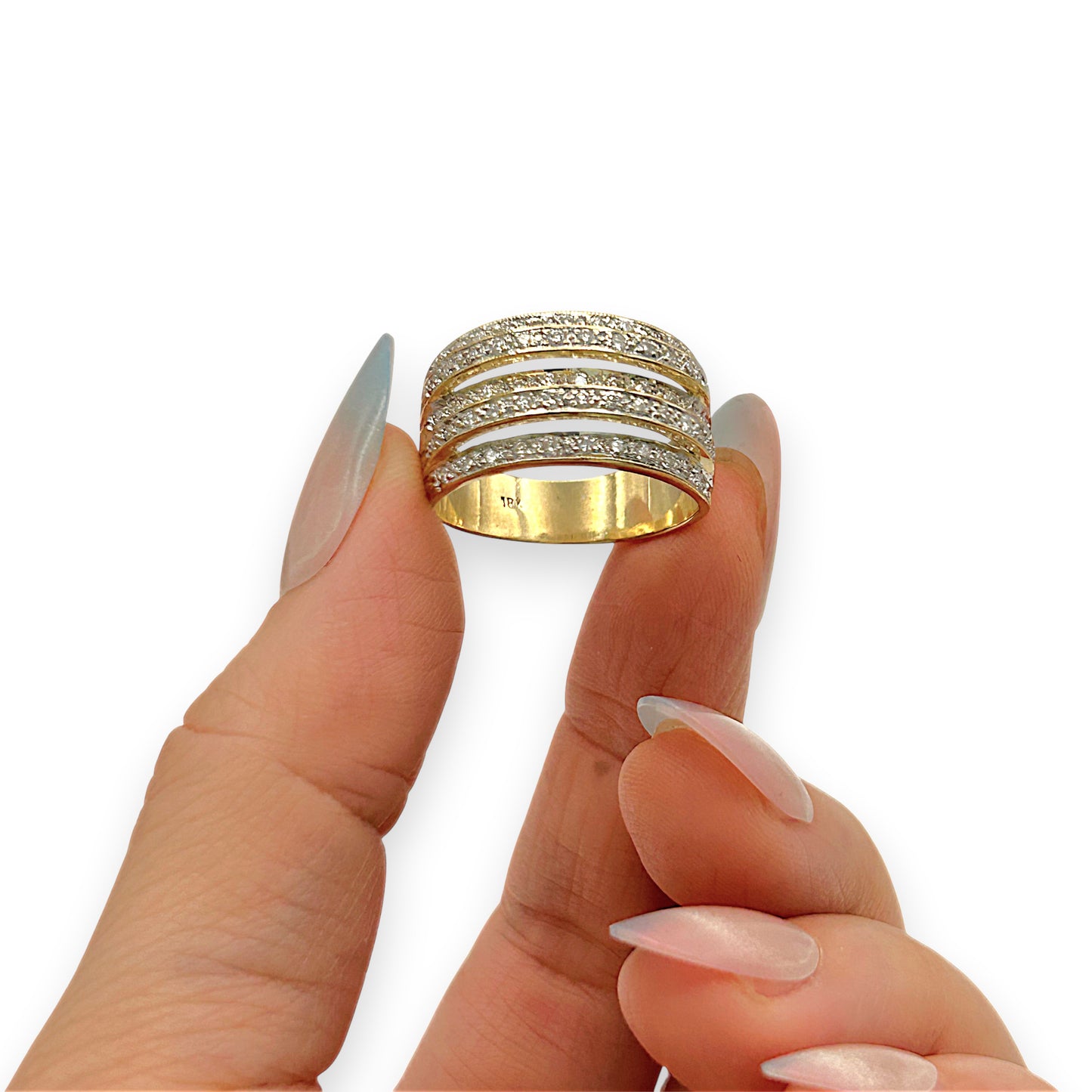 GOLD DEAL | 18kt Gold Multi‑Row Diamond Ring Valuation $6,890 TDW 0.710ct.