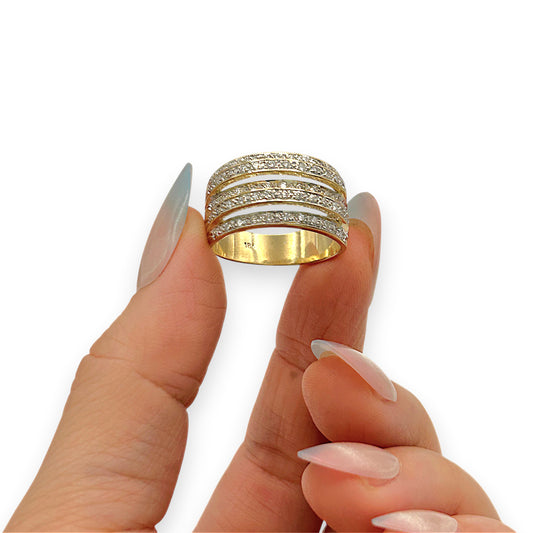 GOLD DEAL | 18kt Gold Multi‑Row Diamond Ring Valuation $6,890 TDW 0.710ct.