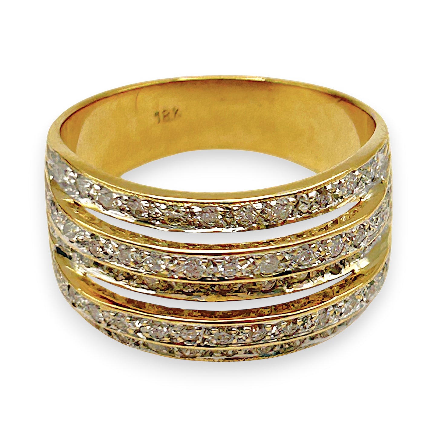 GOLD DEAL | 18kt Gold Multi‑Row Diamond Ring Valuation $6,890 TDW 0.710ct.