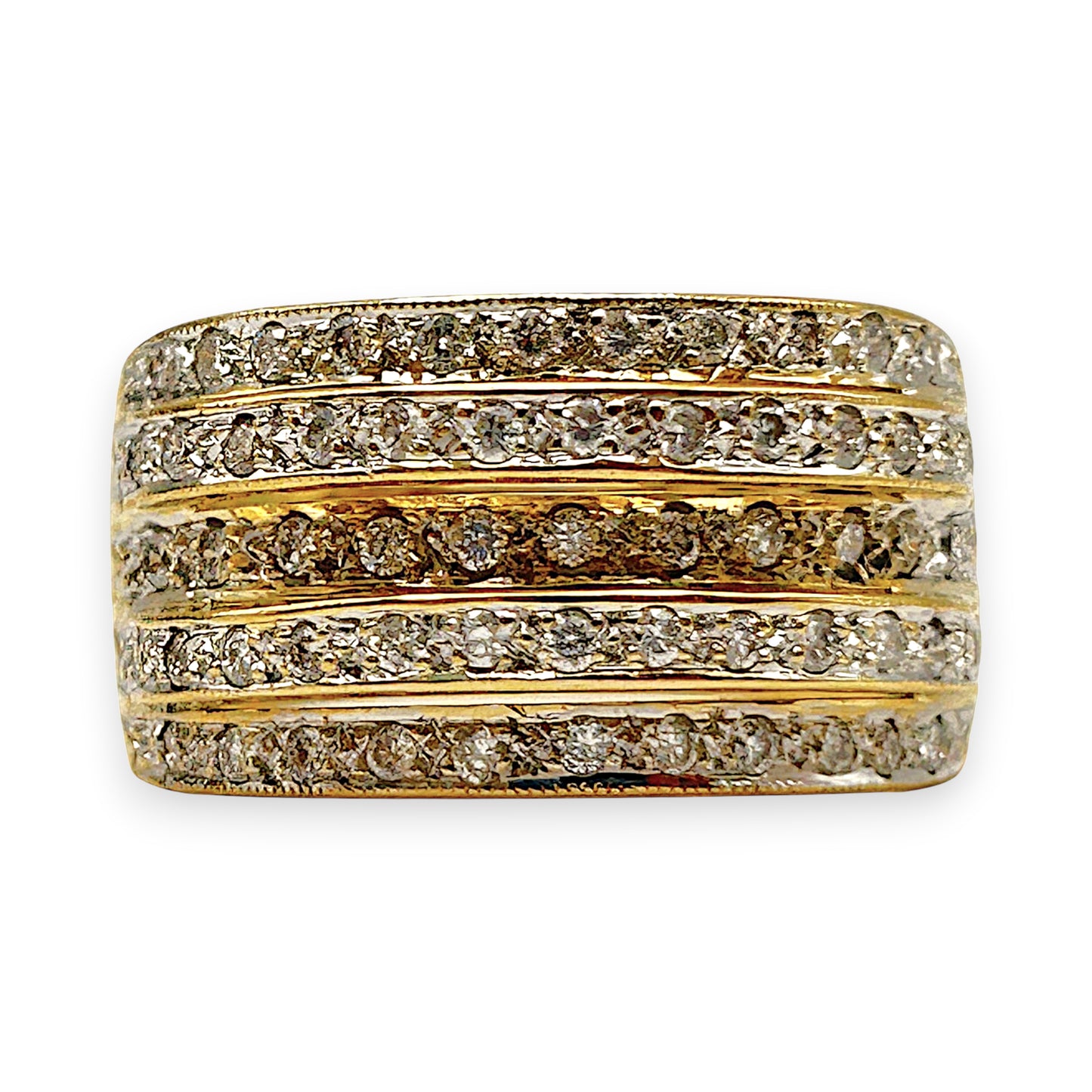 GOLD DEAL | 18kt Gold Multi‑Row Diamond Ring Valuation $6,890 TDW 0.710ct.