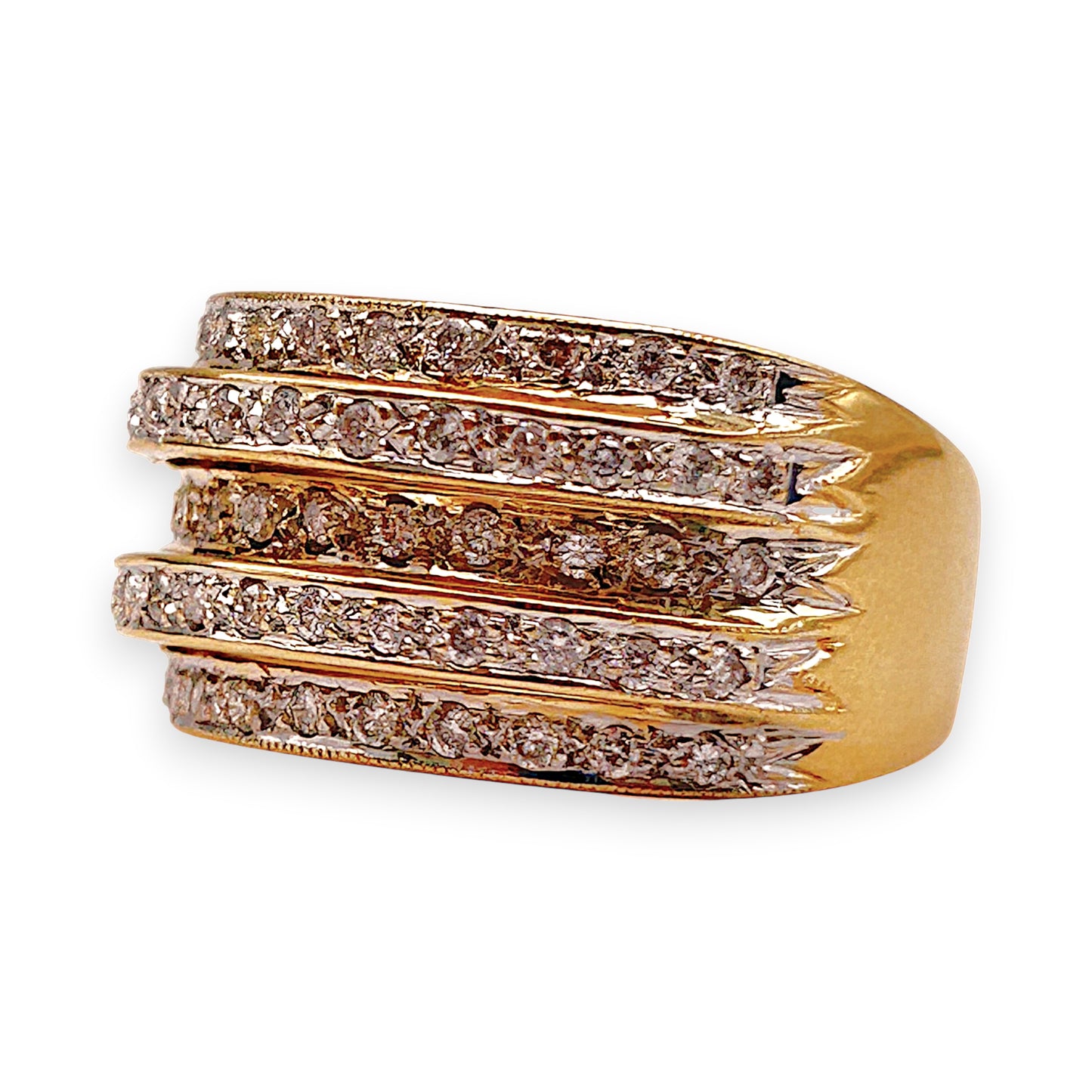 GOLD DEAL | 18kt Gold Multi‑Row Diamond Ring Valuation $6,890 TDW 0.710ct.